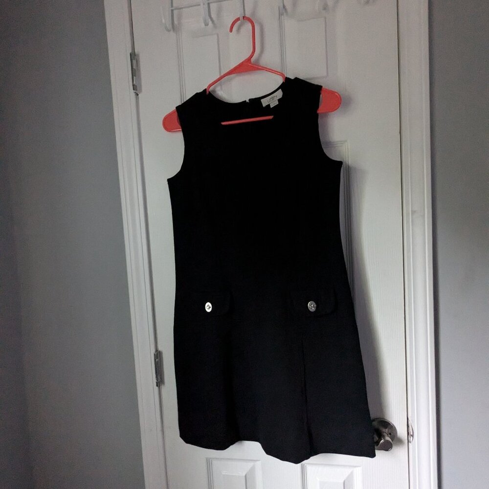 Ann Taylor Loft Sleeveless Dress, Black with Front Pocket Detail, Size 2